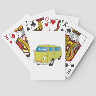 Baraja De Cartas Personalizado de la camioneta verde lima clásica