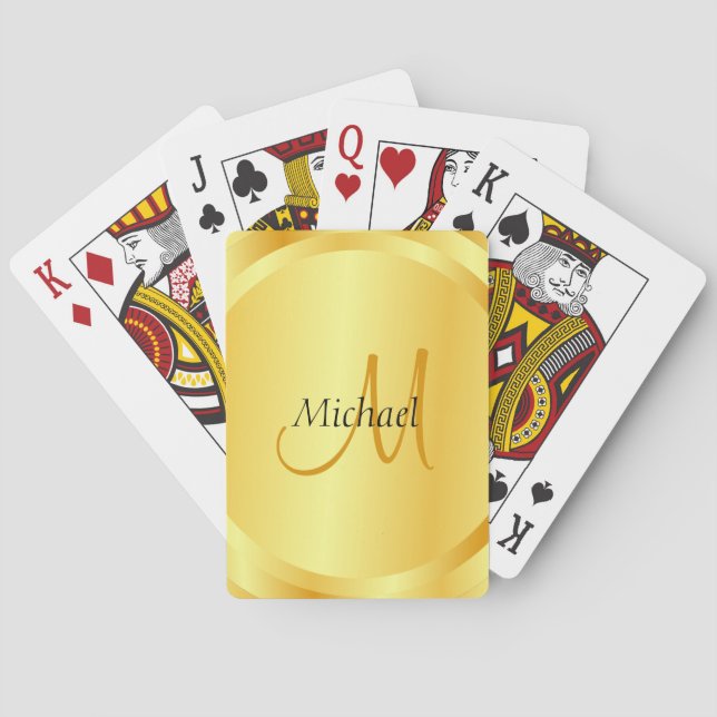 Baraja De Cartas Personalizado de monograma inicial de la plantilla (Reverso)