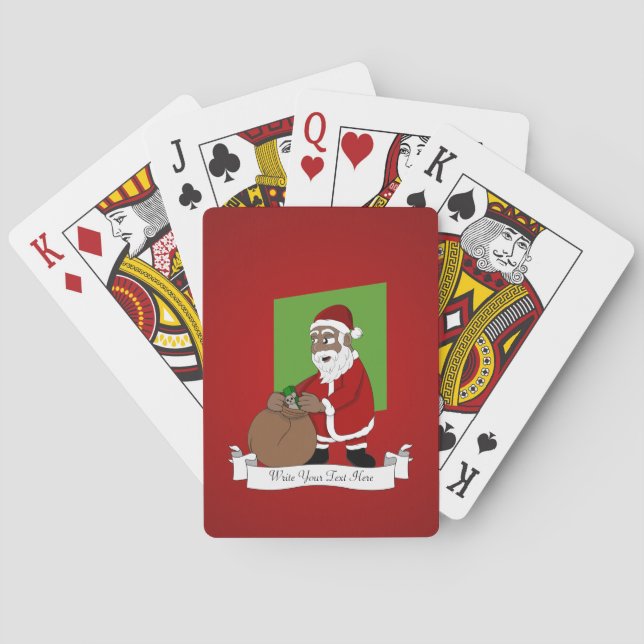 Baraja De Cartas Personalizado de Papá Noel Negro (Reverso)