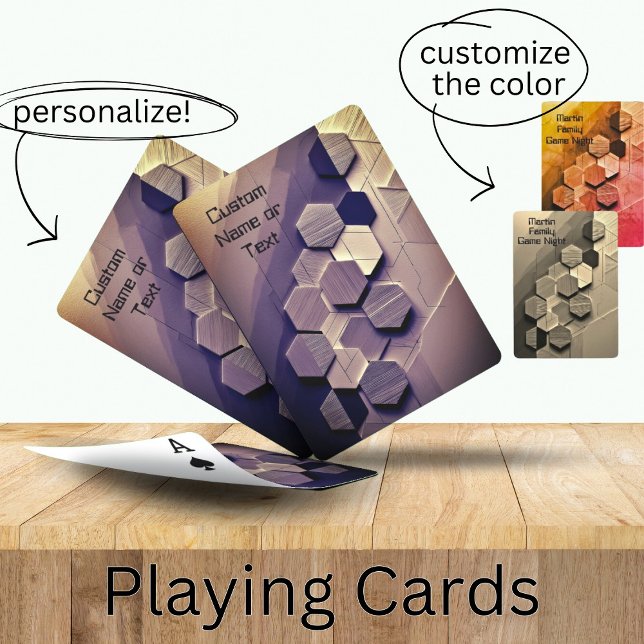 Baraja De Cartas Personalizado de papel moderno y madera 3D hexagon (Subido por el creador)