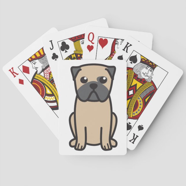 Baraja De Cartas Personalizado de perro de pug (Reverso)