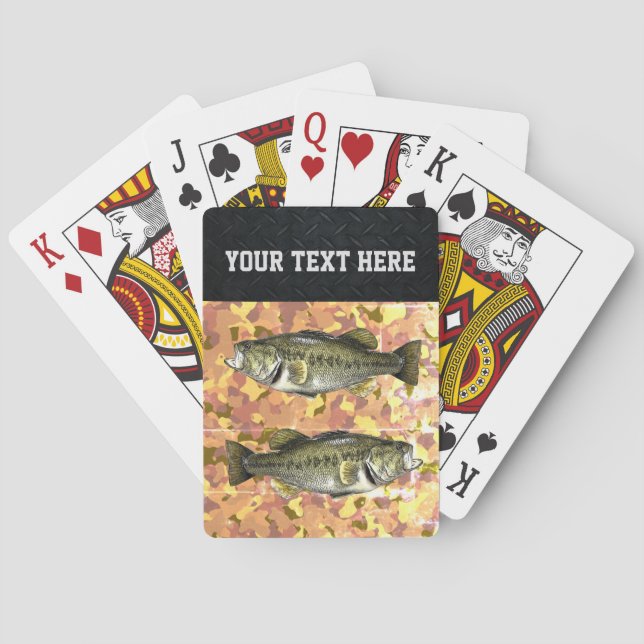 Baraja De Cartas Personalizado de Pesca Largemouth Bass Guay Camo (Reverso)