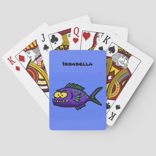 Baraja De Cartas Personalizado de pescado piraña (Reverso)