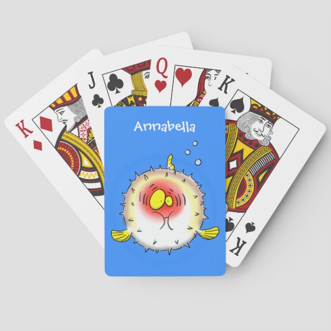 Baraja De Cartas Personalizado de pescado porcupy de marisco de pur (Reverso)