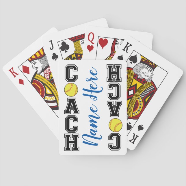 Baraja De Cartas Personalizado entrenador de softball gracias regal (Reverso)