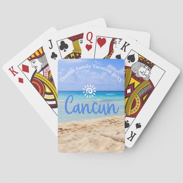 Baraja De Cartas Personalizado Family Cancun Vacation Souvenir (Reverso)