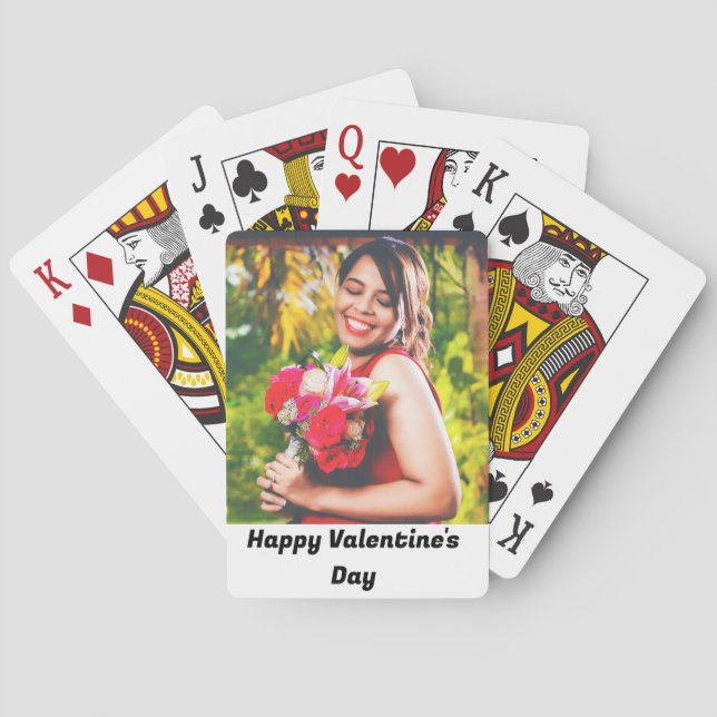 Baraja De Cartas Personalizado feliz foto de San Valentín (Reverso)
