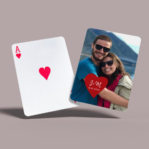 Baraja De Cartas Personalizado foto de las iniciales del corazón de