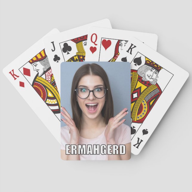 Baraja De Cartas Personalizado Foto Graciosa Ermahgerd Meme Style (Reverso)