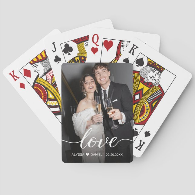 Baraja De Cartas Personalizado Foto Guión de amor Favoritos de boda (Reverso)