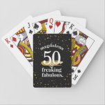 Baraja De Cartas Personalizado Funny Cumpleaños Freaking Fabulous<br><div class="desc">Juego personalizado de cartas para un cumpleaños especial, personalizado con su nombre y divertido "50 y fabuloso" que dice con chispas de oro y purpurina en un gran tipo de letra que es fácil de leer... justo en funda el cumpleaños es grande ; ) La edad en las cartas es...</div>