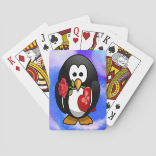 Baraja De Cartas Personalizado gracioso de Penguin El día de San Va