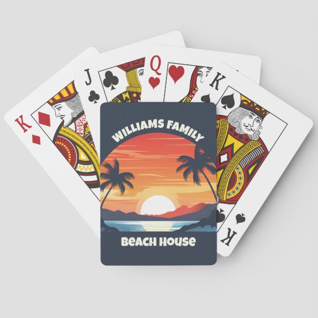 Baraja De Cartas Personalizado Guay Sunrise Palm Trees Fiesta Blue (Reverso)
