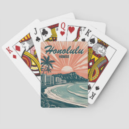 Baraja De Cartas Personalizado Hawaii Honolulu Waikiki Beach Retro 