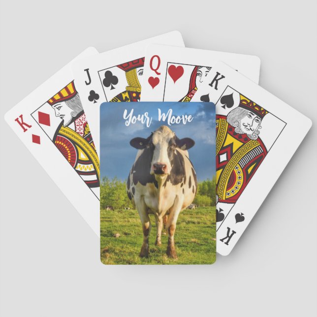 Baraja De Cartas Personalizado Holstein Cow Your Moove (Reverso)