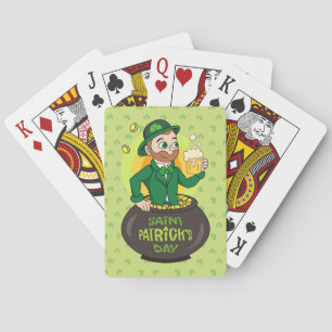 Baraja De Cartas Personalizado leprechaun en una olla de oro sosten