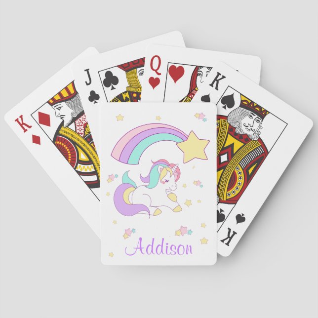 Baraja De Cartas Personalizado lindo personalizado con unicornio má (Reverso)
