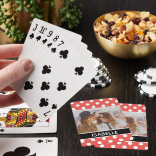 Baraja De Cartas Personalizado lindo Red Polka Dot Foto personaliza