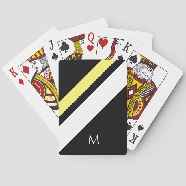 Baraja De Cartas Personalizado líneas diagonales iniciales negro (Reverso)