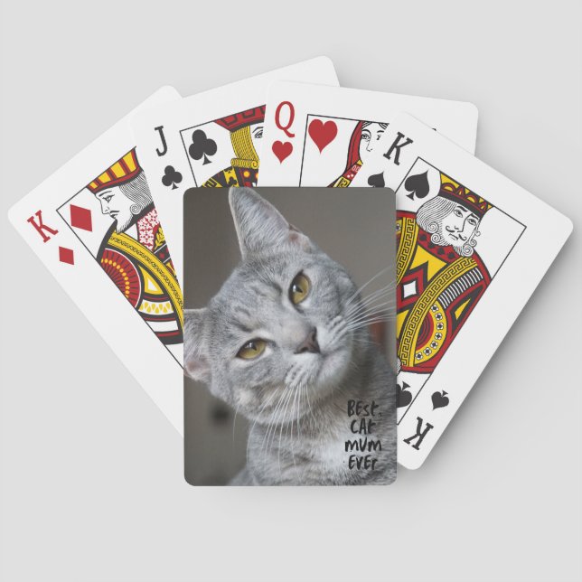 Baraja De Cartas Personalizado Mejor Gata Mamá Nunca Moderna Foto D (Reverso)