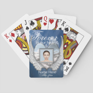Baraja De Cartas Personalizado Memorial Angel Wings Heart Add Photo