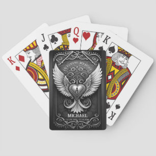 Baraja De Cartas Personalizado Memorial Angel Wings Mongram Jugando
