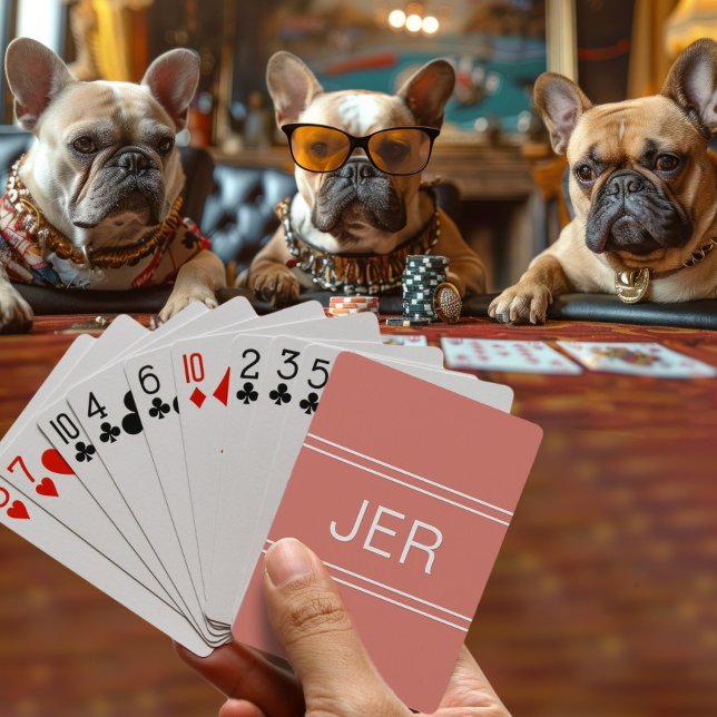 Baraja De Cartas Personalizado Monograma Naranja moderno personaliz (Monogram Custom Personalized Modern Orange Red Playing Cards)