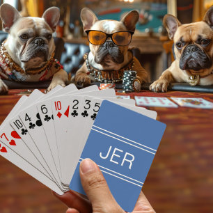 Baraja De Cartas Personalizado Monograma personalizado Iniciales Az