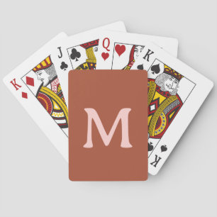 Baraja De Cartas Personalizado Naranja quemado Monograma