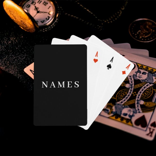 Baraja De Cartas Personalizado negro simple Añadir su nombre elegan (Subido por el creador)