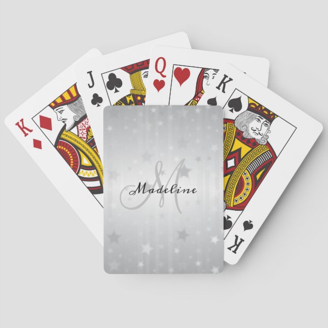 Baraja De Cartas Personalizado Patrón de Estrella Plateada Brillant (Reverso)