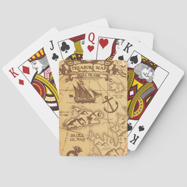 Baraja De Cartas Personalizado Pirate mapa punto de tierra Familia (Reverso)