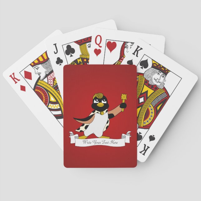 Baraja De Cartas Personalizado real del pingüino (Reverso)