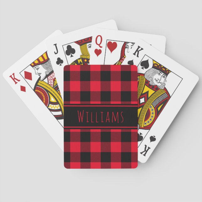 Baraja De Cartas Personalizado Red Lumberjack Plaid (Reverso)
