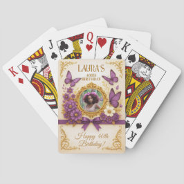 Baraja De Cartas Personalizado Royal Gold Purple Butterfly Cumpleañ