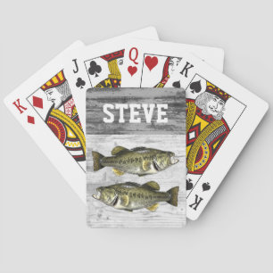 Baraja De Cartas Personalizado Rústico Largemouth Bass Apellido 