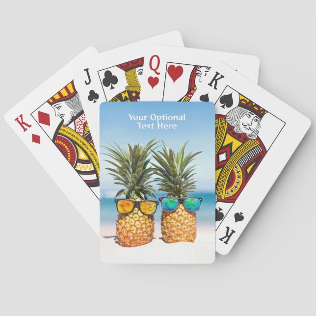 Baraja De Cartas Personalizado Text Beach Pineapples (Reverso)