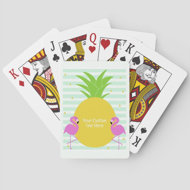 Baraja De Cartas Personalizado Texto Flamencos tropicales (Reverso)