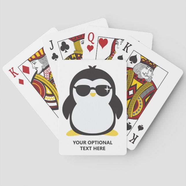 Baraja De Cartas Personalizado texto fresco pingüino (Reverso)