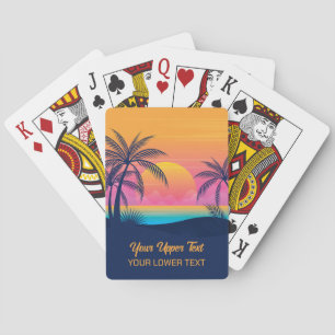 Baraja De Cartas Personalizado Texto Isla tropical Atardecer