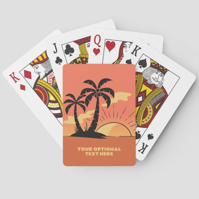 Baraja De Cartas Personalizado Texto Isla tropical Atardecer (Reverso)