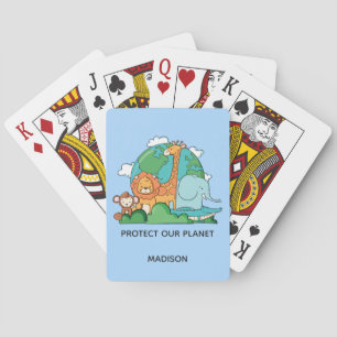 Baraja De Cartas Personalizado Texto Tierra con animales