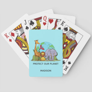 Baraja De Cartas Personalizado Texto Tierra con animales