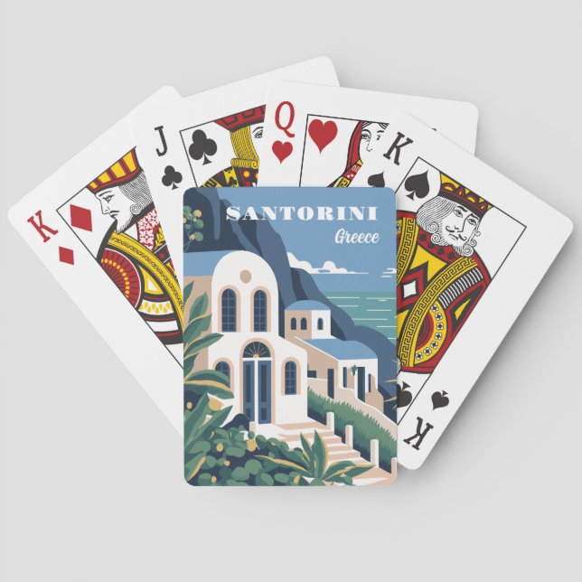 Baraja De Cartas Personalizado Textos Santorini Grecia (Reverso)