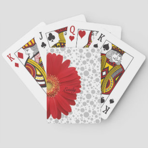 Baraja De Cartas Personalizar la margarita roja del punto de contac