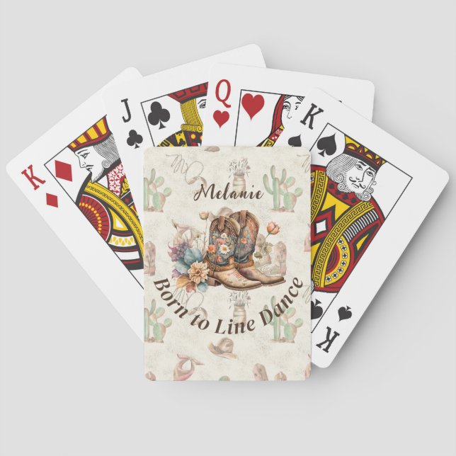 Baraja De Cartas Personalize Western Boho Line Dancing (Reverso)
