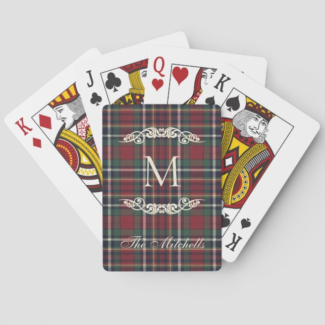 Baraja De Cartas Personalized Card Deck With Blue Red Green Plaid (Reverso)