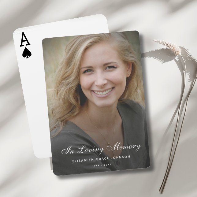 Baraja De Cartas Personalized Modern Celebration of Life Funeral (Photo Memorial Playing Cards)