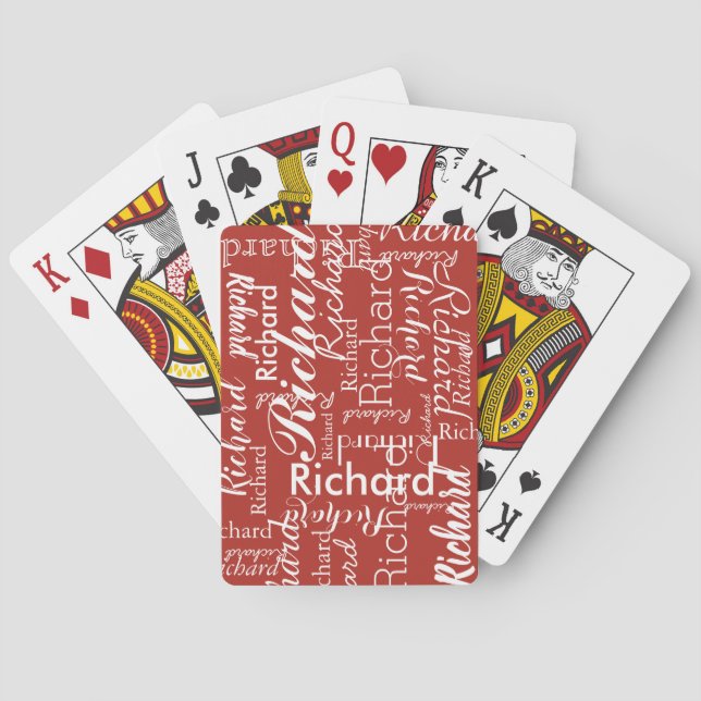 Baraja De Cartas Personalized name brick-red (Reverso)
