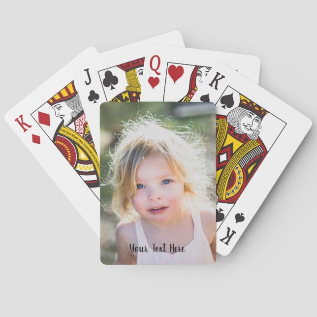 Baraja De Cartas Personalized Photo and Cute Script Text (Reverso)
